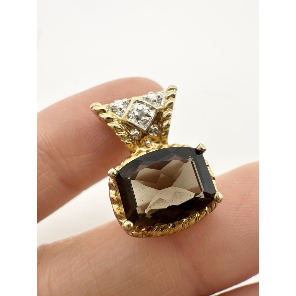 Ross Simons Gold Over Sterling Genuine Smoky Quartz Diamond Pendant